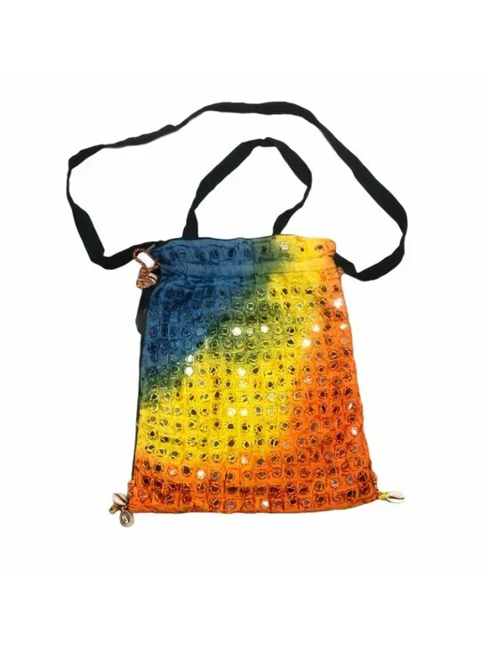 Handbag Bohemian Boho Bag Blue Green Yellow Orange Cross Shoulder Hippie Shells - Picture 2 of 7